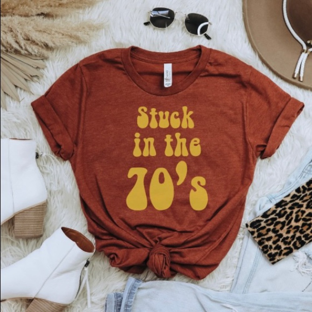 Stuck In The 70s Funky Retro Graphic Tee